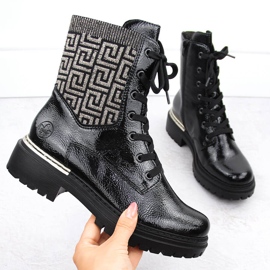 Bottines noires isolées confortables pour femmes Rieker 72607-00 le noir 8
