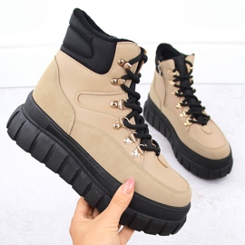 Bottines beiges pour femmes à plateforme épaisse News 7928 1