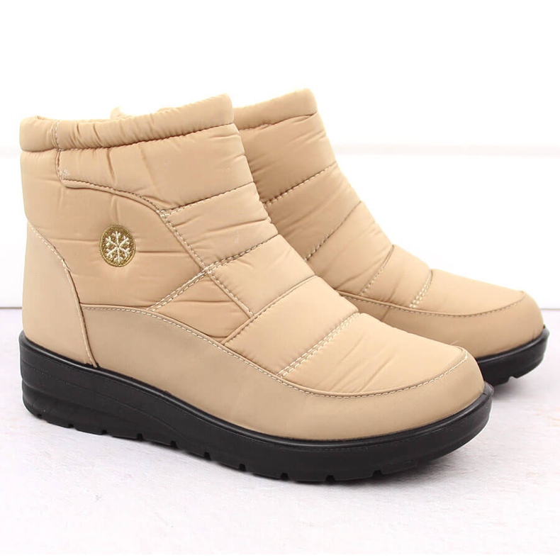 Bottines de neige compensées femme, beige News 5029 2