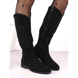 Bottines ajourées en daim femme, noir S.Barski HY66-150 le noir 4