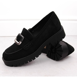 Mocassins femme avec décoration, daim noir Potocki 12420 le noir 2