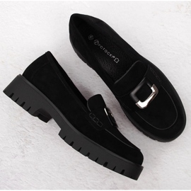 Mocassins femme avec décoration, daim noir Potocki 12420 le noir 3