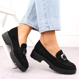 Mocassins femme avec décoration, daim noir Potocki 12420 le noir 4