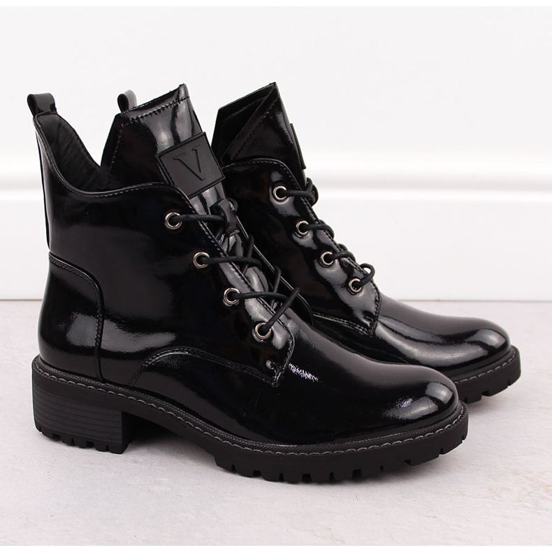 Vêtement de travail vernis noir pour femme Vinceza 58136 le noir 2