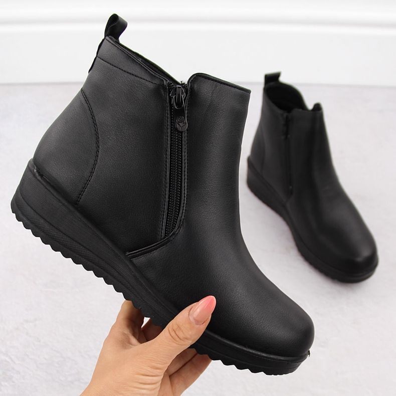 Bottines noires surélevées et confortables pour femmes Filo Donna Z24-37 le noir 1