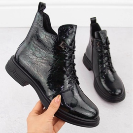 Bottines femme en cuir verni vert D&amp;A S.Barski Premium Collection LZ42-042 2