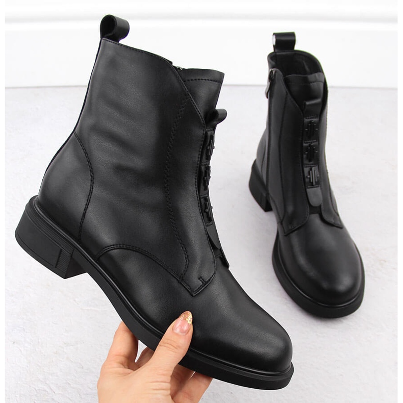 Bottines en cuir noir pour femme D&amp;A S.Barski Premium Collection CR42-080 1