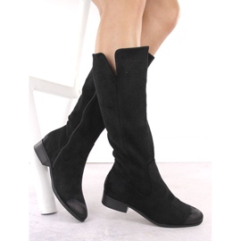 Bottines ajourées isolées en daim pour femme, noir Potocki 12522 le noir 2