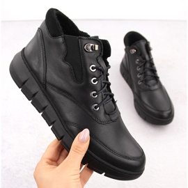 Bottines en cuir à plateforme pour femmes, noires, Helios 561 1