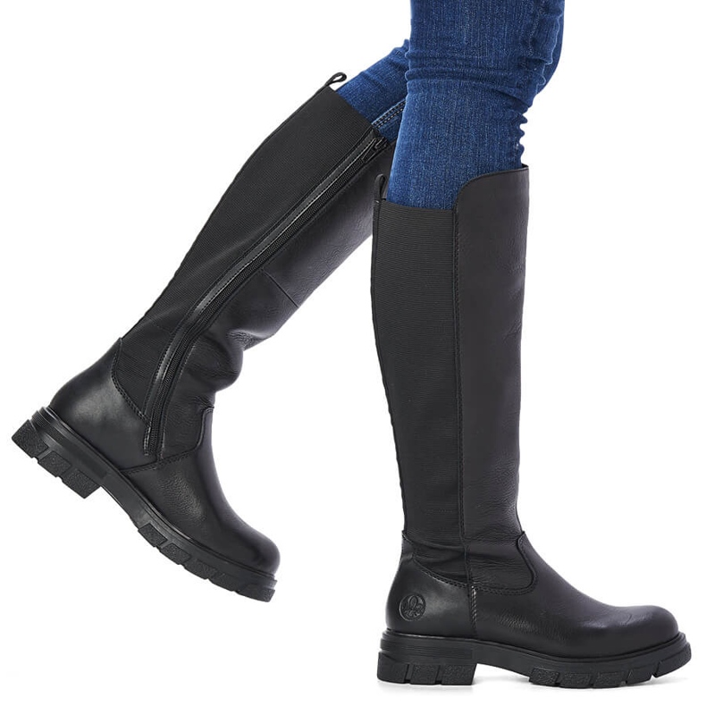 Bottes isolées en cuir pour femme, noir Rieker Z9158-00 1