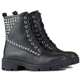 Bottines rock femme à rivets, noires CH2320B 2