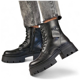 Travailleuses du cuir pour femmes sur la plate-forme, noir GD-TL56B 1