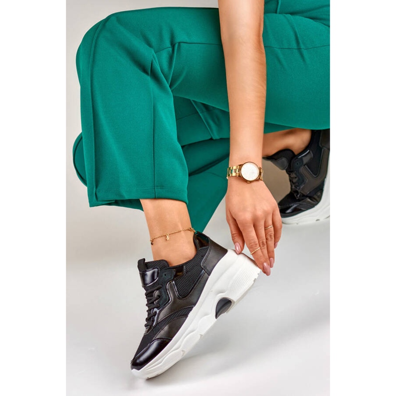 Baskets à plateforme pour femmes, noires, 23-7B 1