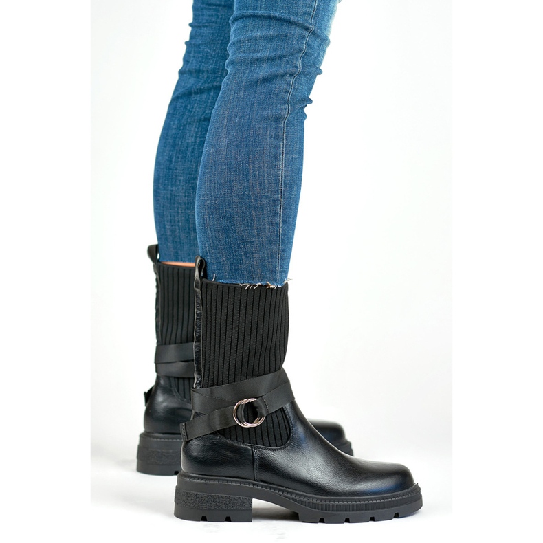 Bottines femme à tige souple, noir YQ41B 2