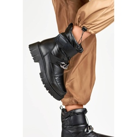 Bottes de neige pour femmes avec chaîne velcro, noires JH-5B le noir 2