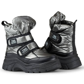 Bottines de neige femme métallisées, bottines velcro argentées 22-PY16062SI le noir 4