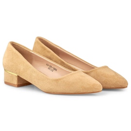 Goodin Escarpins femme à petit talon en daim, beige GD-XR106BE 2