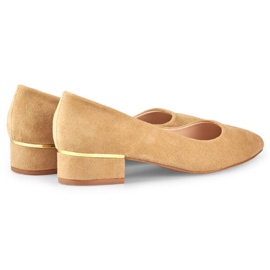 Goodin Escarpins femme à petit talon en daim, beige GD-XR106BE 5