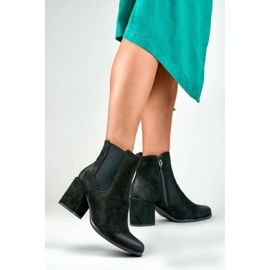 Bottines en daim pour femmes, noires, 260038B-SU 2