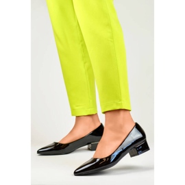 Escarpins femme à bout pointu et talon bas, noir verni, GD-XR106C-B le noir 3