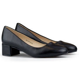 Escarpins noirs à talons bas pour femmes GD-FL490A-B le noir 2
