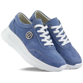 Chaussures plateforme en jean en cuir pour femme, bleu GD-XF-108BL 1