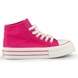 Baskets montantes en textile pour femme fuchsia BL507FU rose 2