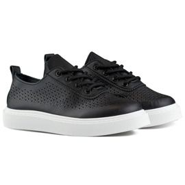 Chaussures plateforme femme, baskets ajourées, noir 777-1B le noir 2