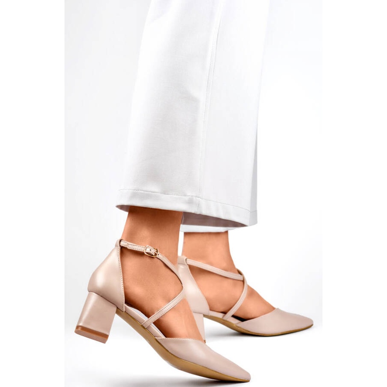 Escarpins à talons hauts et brides pour femme, beige GD-FL1150D.BE 2 Escarpins à talons hauts et brides pour femme, beige GD-FL1150D.BE 2