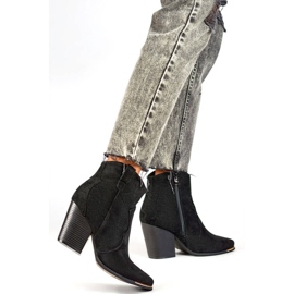 Santiags pour femme en daim à talon haut, noir A5618B le noir 2