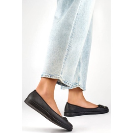 Ballerines noires confortables pour femmes avec nœud GD-XR392A-B 2