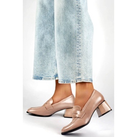 Chaussures à talons hauts vernies beiges pour femmes GD-FL471BE 2 Chaussures à talons hauts vernies beiges pour femmes GD-FL471BE 2