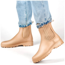 Bottines Chelsea femme avec tige et chaussette élastiques, beige S27BE 1