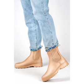 Bottines Chelsea femme avec tige et chaussette élastiques, beige S27BE 2