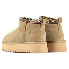 Bottines en cuir pour femme, bottes de neige en daim marron YU9001KH brun 4