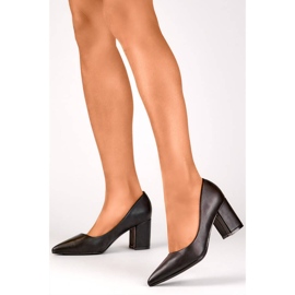 Escarpins à bout pointu pour femmes, noirs, KJ-42B 2