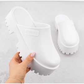 Tongs Big Star NN274015 blanches pour femmes à semelle massive 1