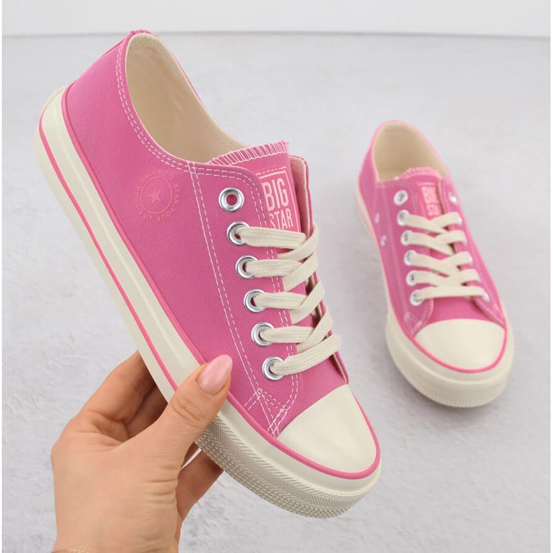 Baskets basses en textile pour femme, rose Big Star NN274271 1 Baskets basses en textile pour femme, rose Big Star NN274271 1