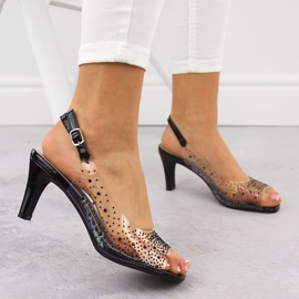 Sandales femme transparentes à talons hauts avec zircons, noir Potocki WS43317 le noir 5