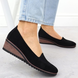 Chaussures sur coins en daim noir Potocki SZ12276 le noir 5