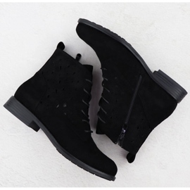 S.Barski Boots ouverts pour femmes en daim noir S. Barski HY51-136 le noir 3