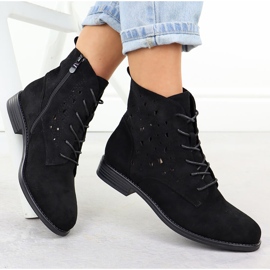 S.Barski Boots ouverts pour femmes en daim noir S. Barski HY51-136 le noir 4