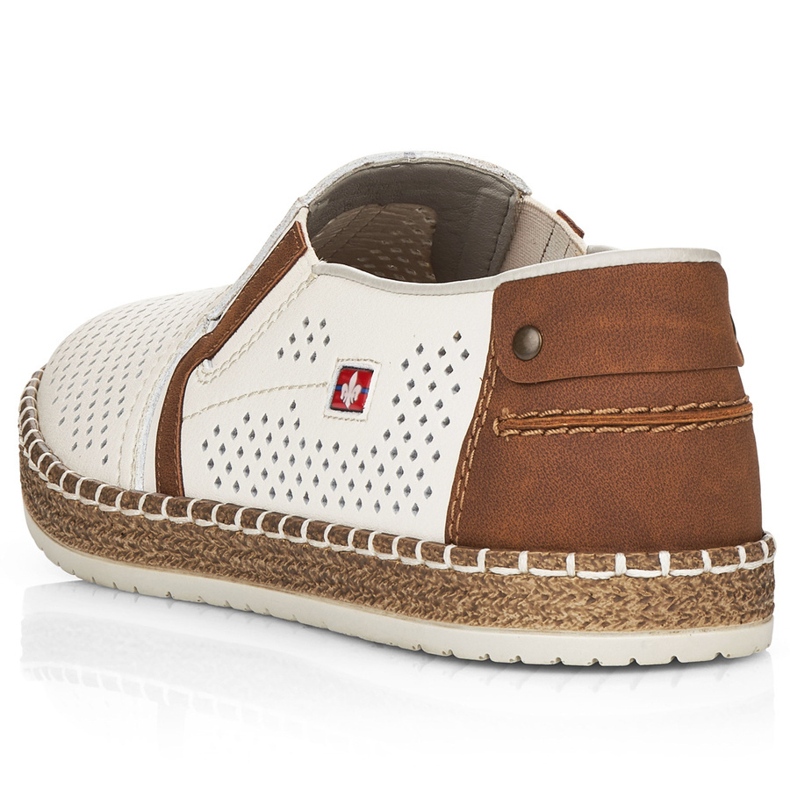 Chaussures en cuir ouverte masculin, White Rieker B5297-80 blanc 1