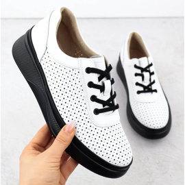 Chaussures en cuir ouverte pour femmes sur la plate-forme White Vinceza 79506 blanc 1
