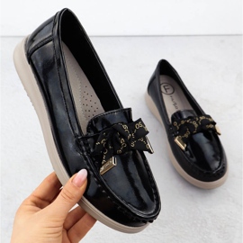 Muisseaux en cuir verni avec un Bow Black Filippo DP6457 noir 1
