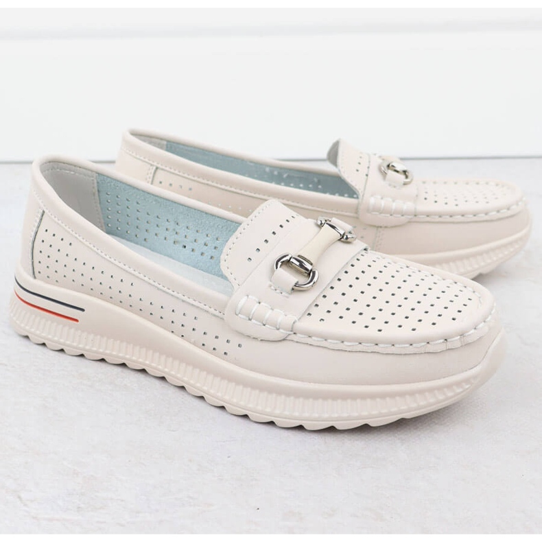 Chaussures en cuir outwork, mocassins beige Vinceza 95331 2