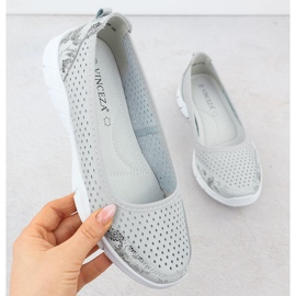 Ballerines en cuir Openwork Comfort Grey Vinceza 95323 gris 1