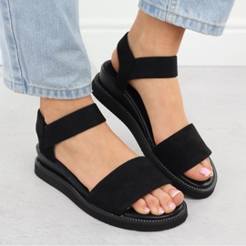 Sandales des femmes en fossé bas de Suede Black M. Daszyński MR2267-8 le noir 6