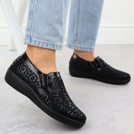 Chaussures confortables pour femmes en imprimé léopard inséré unisoft 8910 le noir 5