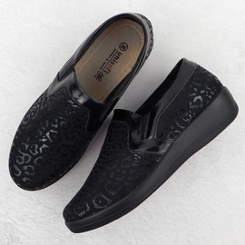 Chaussures confortables pour femmes en imprimé léopard inséré unisoft 8910 le noir 3